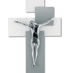 Crocifissi Da Parete-Bongelli Preziosi Crocifisso da parete 42x30 moderno argentato grigio