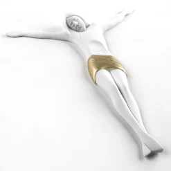 Crocifissi Da Parete-Selezionato da Mazzolaluce Crocifisso moderno senza croce 15x17 bianco oro da parete