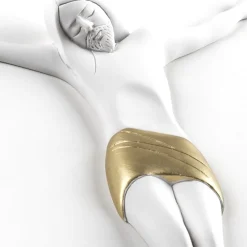Crocifissi Da Parete-Selezionato da Mazzolaluce Crocifisso moderno senza croce 15x17 bianco oro da parete