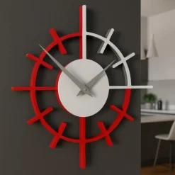 Orologi Da Parete Moderni-Selezionato da Mazzolaluce Crosshair orologio moderno da parete legno colore rosso fuoco