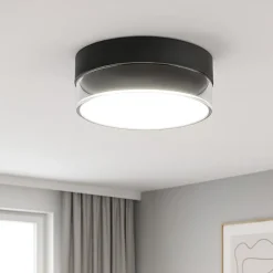 Plafoniere Moderne-Linea Light Crumb plafoniera led 15w 3000k rontona nera in vetro