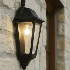 Applique Da Esterno-Ideal Lux Dafne ap1 small applique lanterna classica nera da esterno ip55 e27