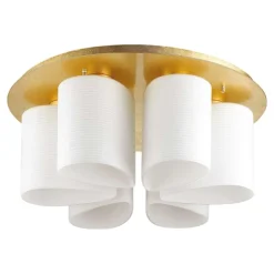 Plafoniere Moderne-Ideal Lux Daisy pl6 plafoniera moderna per salotto foglia oro diffusori vetro