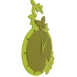 Orologi Da Parete Moderni-Selezionato da Mazzolaluce Dancing butterfly orologio da parete moderno legno colore verde oliva
