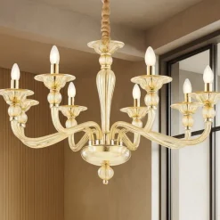 Lampadari Moderni-Ideal Lux Danieli sp8 lampadario di cristallo 8 bracci cristallo ambra