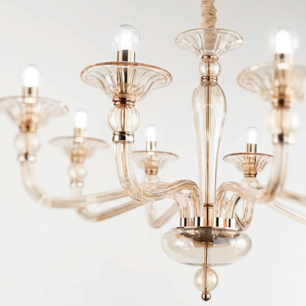 Lampadari Moderni-Ideal Lux Danieli sp8 lampadario di cristallo 8 bracci cristallo ambra