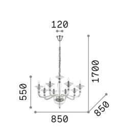 Lampadari Moderni-Ideal Lux Danieli sp8 lampadario di cristallo 8 bracci cristallo ambra