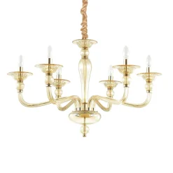 Lampadari Moderni-Ideal Lux Danieli sp6 lampadario di cristallo 6 bracci ambra