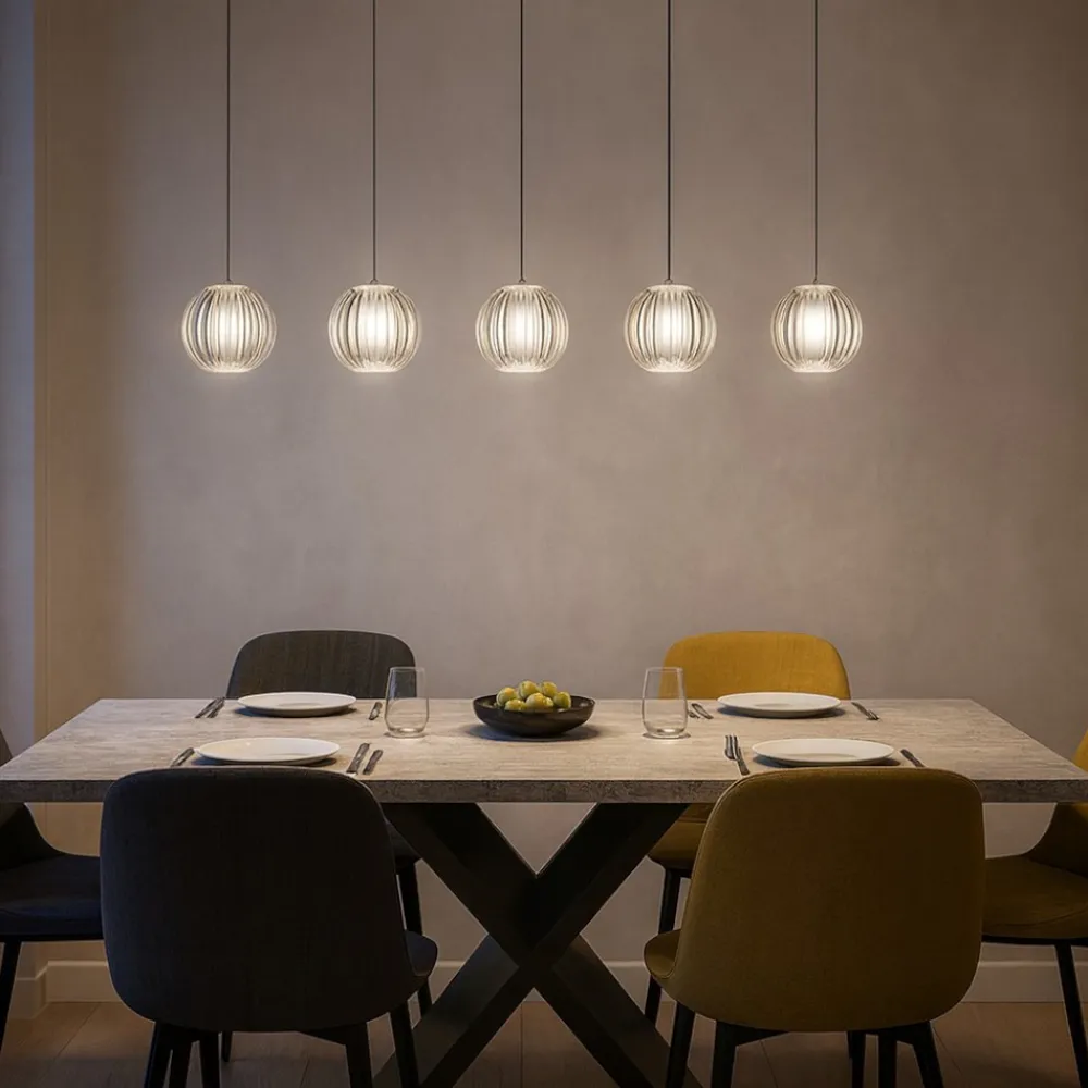 Lampadari Moderni-Ideal Lux Diamond sp5 lampadario per tavolo da pranzo 5 sfere led
