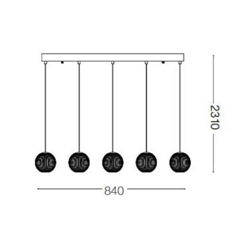 Lampadari Moderni-Ideal Lux Diamond sp5 lampadario per tavolo da pranzo 5 sfere led