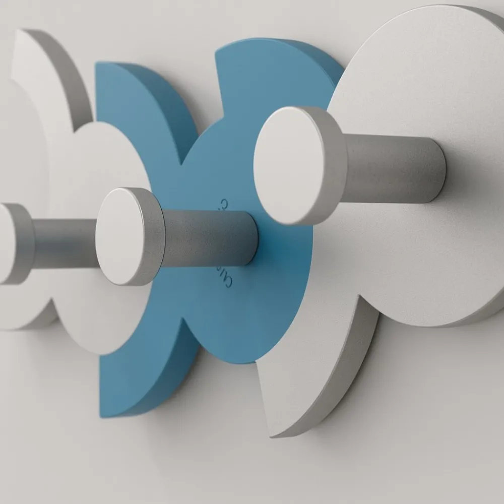Appendiabiti Da Parete-Selezionato da Mazzolaluce Diennea appendiabiti da parete moderno blu luce e grigio legno