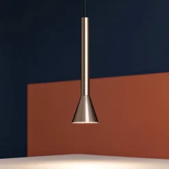 Lampade A Sospensione-Ideal Lux Diesis sp lampada comodino per camera da letto cono grigio nickel led 3000k