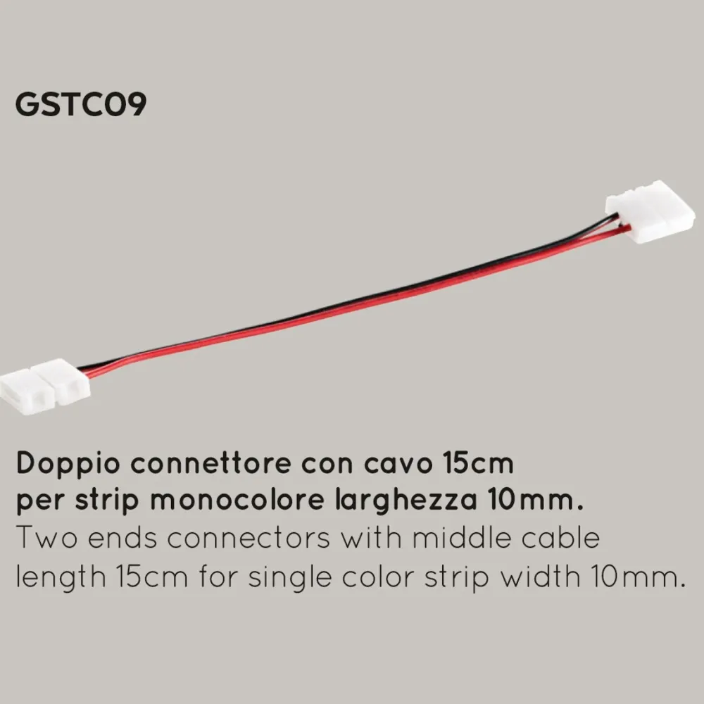 Strisce Led-Gea Luce Doppio connettore con cavo 15cm per strip led monocolore da 10mm 10 pezzi