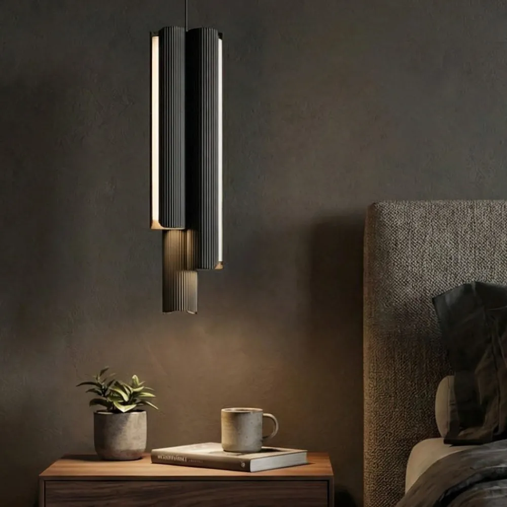 Lampade A Sospensione-Ideal Lux Dorica lampada a sospensione per comodino camera da letto nera led 3000k