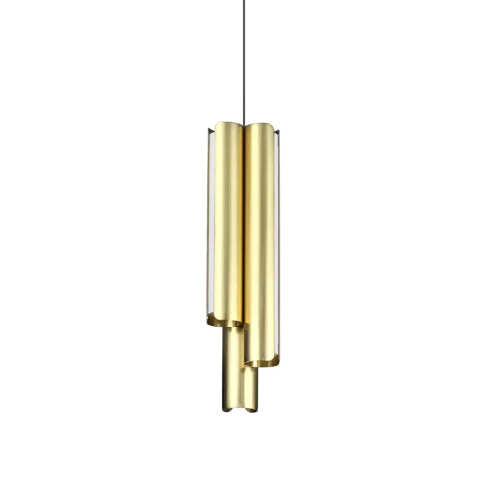 Lampade A Sospensione-Ideal Lux Dorica lampada a sospensione oro ottone led 3000k