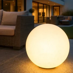 Lampade Da Esterno Giardino-Ideal Lux Doris pt1 lampada per prato giardino palla bianca effetto granito ip44