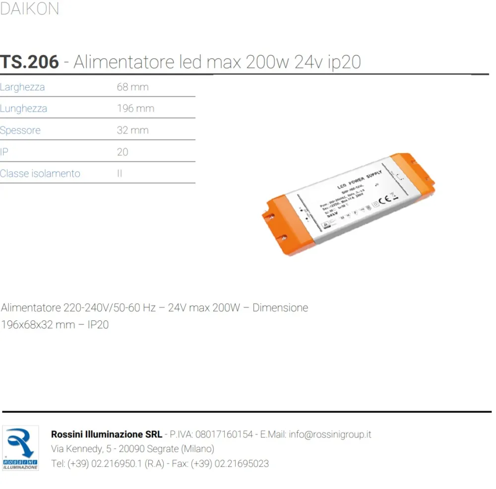 Strisce Led-Selezionato da Mazzolaluce Driver alimentatore ts206 per striscia led max 200w