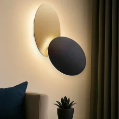 Applique Da Parete-Perenz Illuminazione Drum perenz applique moderna nero oro orientabile led 33w 3000k