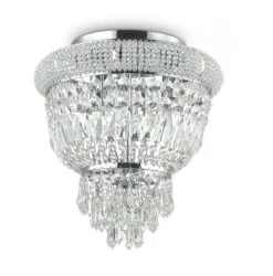 Plafoniere Moderne-Ideal Lux Dubai pl3 plafoniera camera da letto cromo cristalli molati