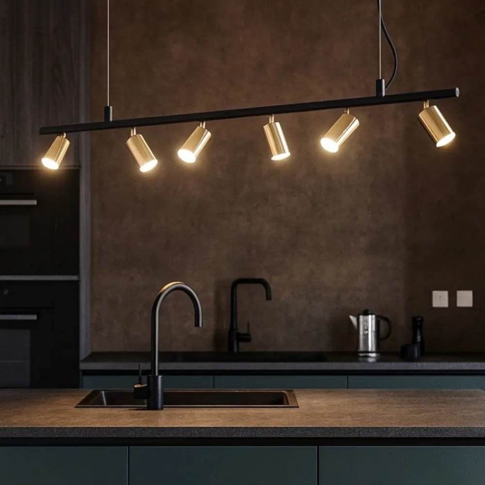 Lampadari Cucina-Ideal Lux Dynamite sp6 lampadario luci orientabili nero oro
