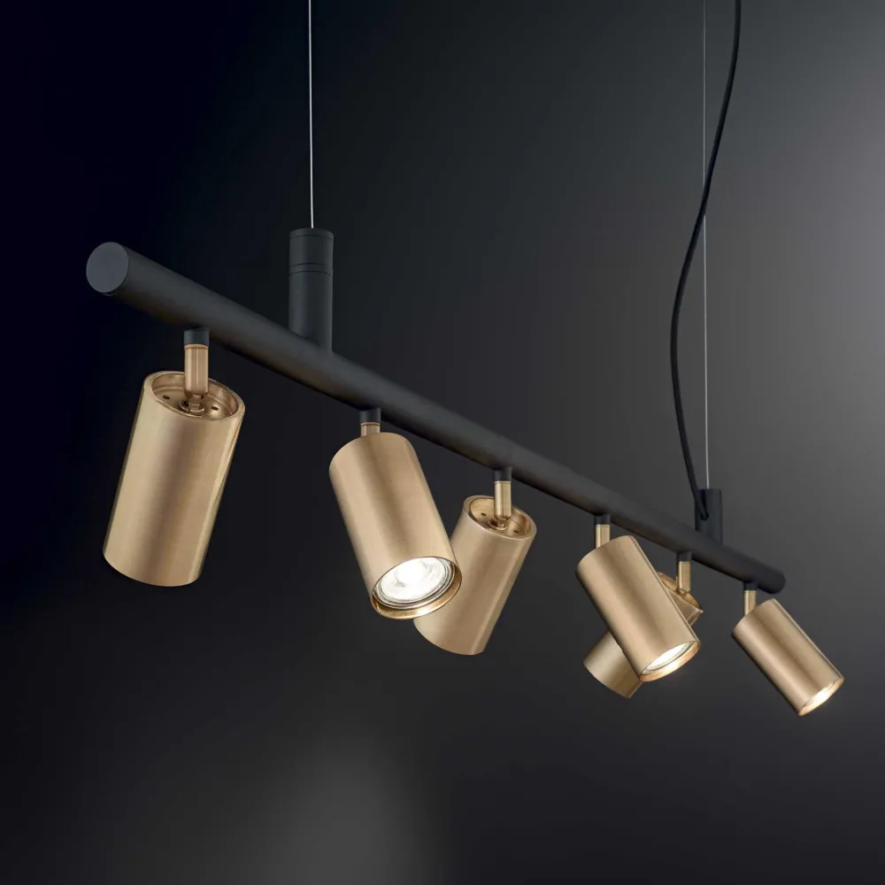 Lampadari Cucina-Ideal Lux Dynamite sp6 lampadario luci orientabili nero oro