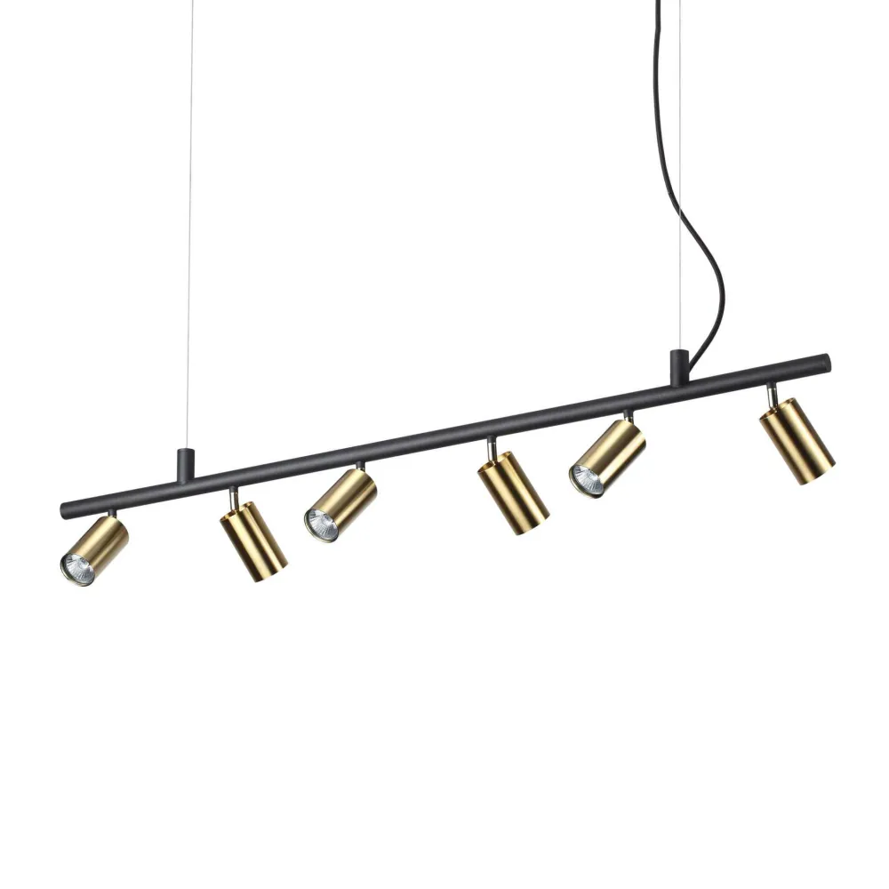 Lampadari Cucina-Ideal Lux Dynamite sp6 lampadario luci orientabili nero oro
