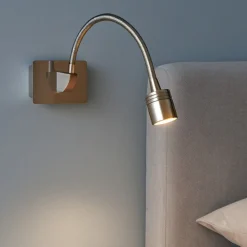 Applique Camera Da Letto-Ideal Lux Dynamo ap applique per comodino camera da letto luce orientabile 3w 4000k nickel