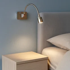 Applique Camera Da Letto-Ideal Lux Dynamo ap applique per comodino camera da letto luce orientabile 3w 4000k nickel