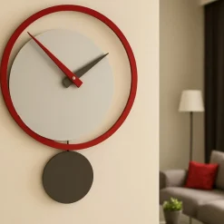Orologi Da Parete Moderni-Selezionato da Mazzolaluce Eclipse orologio moderno a pendolo rosso rubino grigio