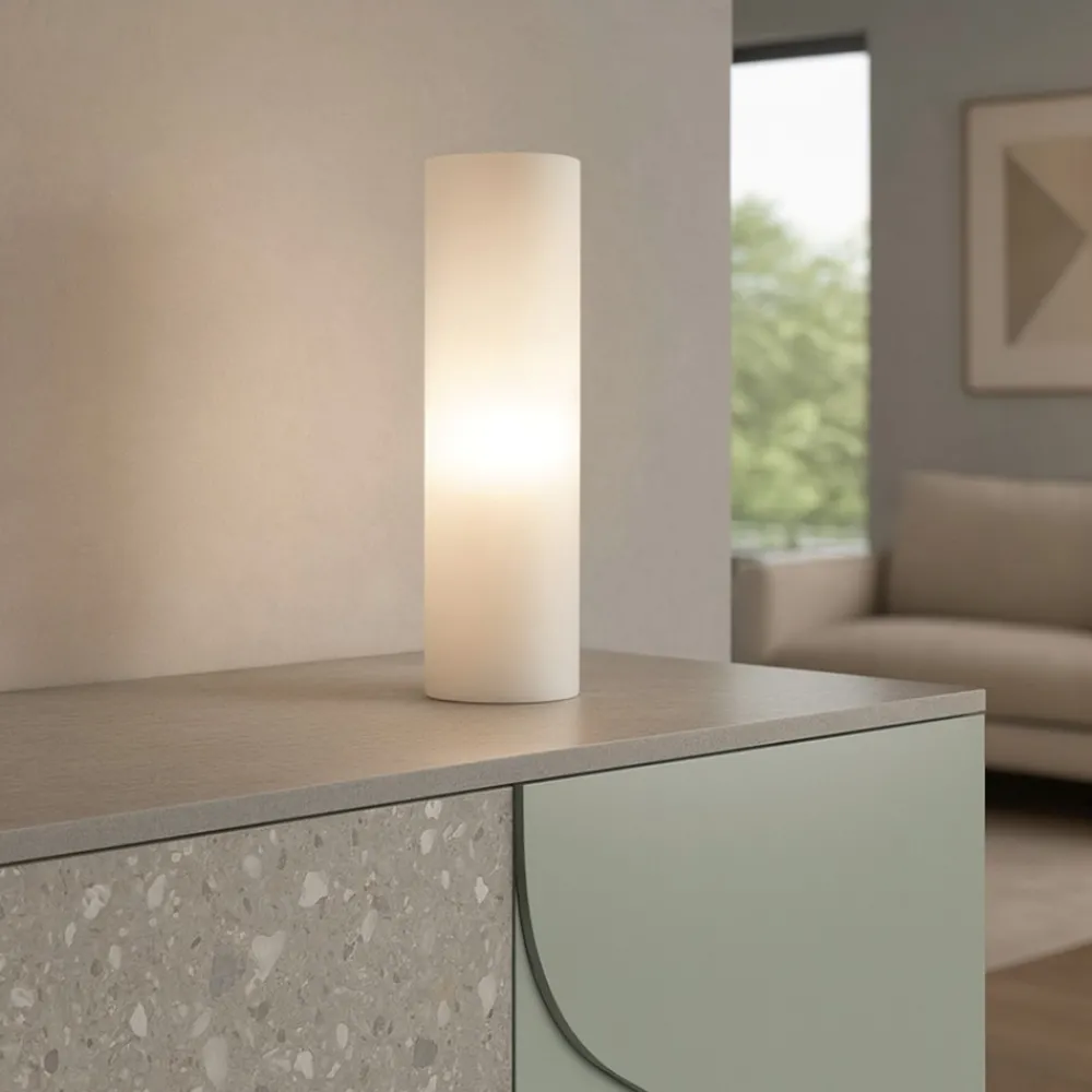 Lampade Da Tavolo-Ideal Lux Edo tl1 big lampada da tavolo cilindro vetro bianco