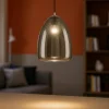 Lampade A Sospensione-Eglo alobrase lampada a sospensione 30cm vetro fume specchiato