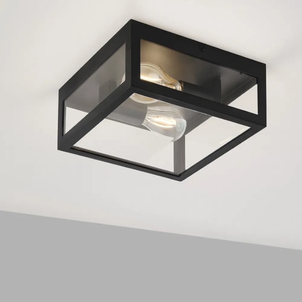 Plafoniere Bagno-Eglo amezola plafoniera da bagno quadrata moderna in vetro ip44