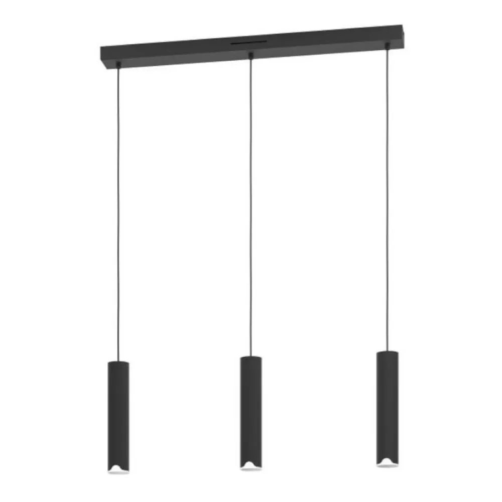 Lampadari Moderni-Eglo balamorta lampadario moferno nero cilindri led cct dimmerabile