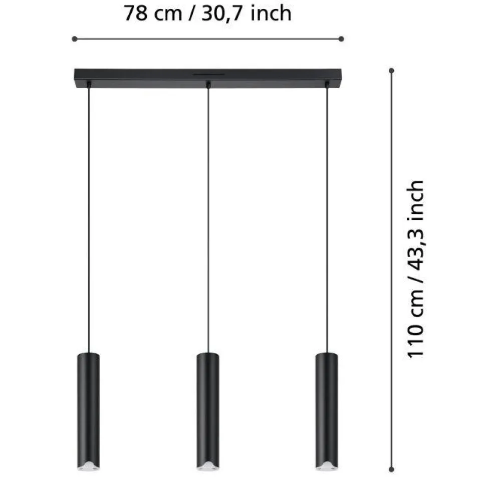 Lampadari Moderni-Eglo balamorta lampadario moferno nero cilindri led cct dimmerabile