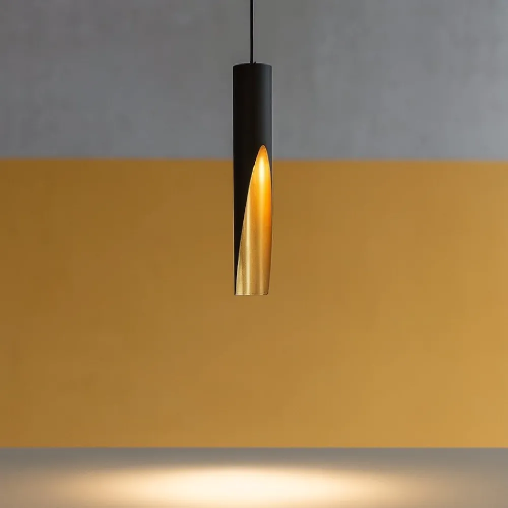 Lampade A Sospensione-Eglo barbotto lampada a sospensione moderna cilindro oro nero per isola