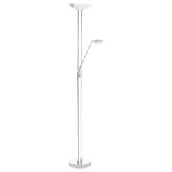 Lampade Da Terra-Eglo baya lampada da terra led 20w 3000k dimmerabile a stelo moderna cromata