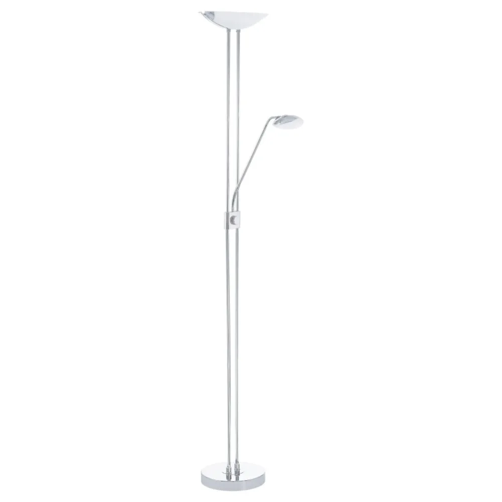 Lampade Da Terra-Eglo baya lampada da terra led 20w 3000k dimmerabile a stelo moderna cromata