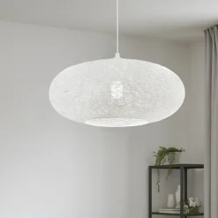 Lampadari Moderni-Eglo campilo lampadario cestino bianco fili intrecciati di carta