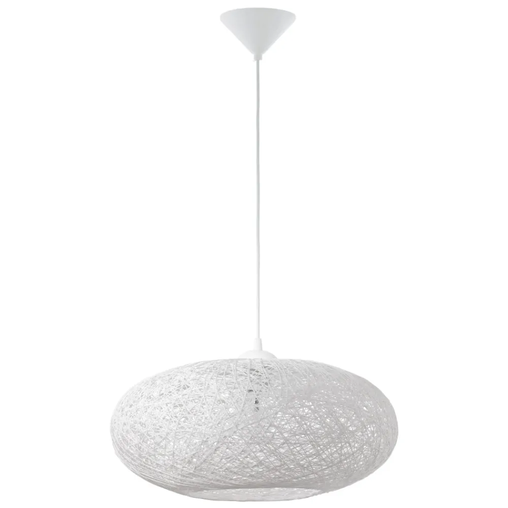 Lampadari Moderni-Eglo campilo lampadario cestino bianco fili intrecciati di carta