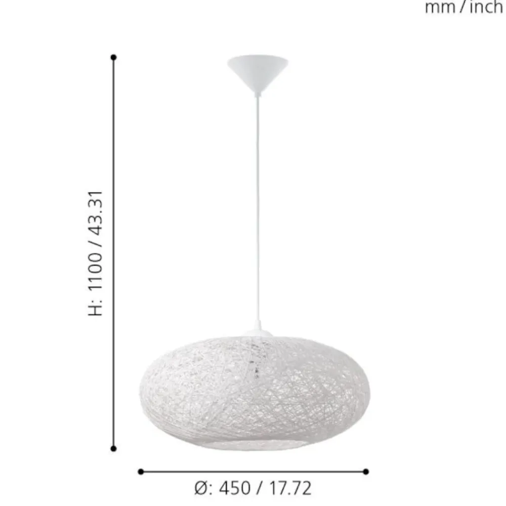 Lampadari Moderni-Eglo campilo lampadario cestino bianco fili intrecciati di carta