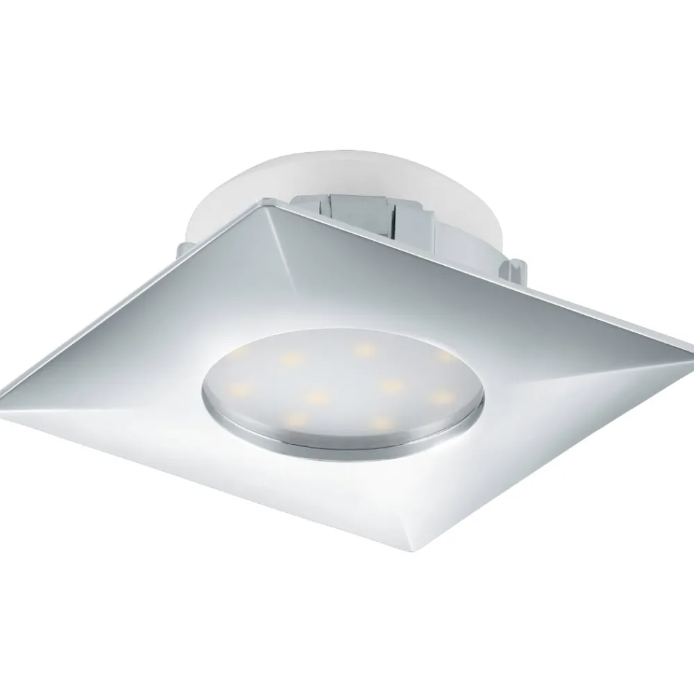 Faretti Da Incasso-Eglo faretto da incasso a soffitto led 6w 3000k cromato quadrato fp