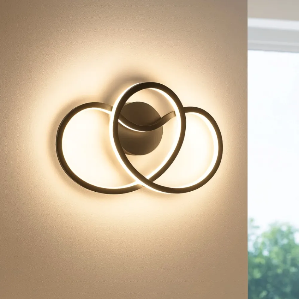 Applique Da Parete-Eglo giannella applique da parete nera led 12w 3000k design moderna