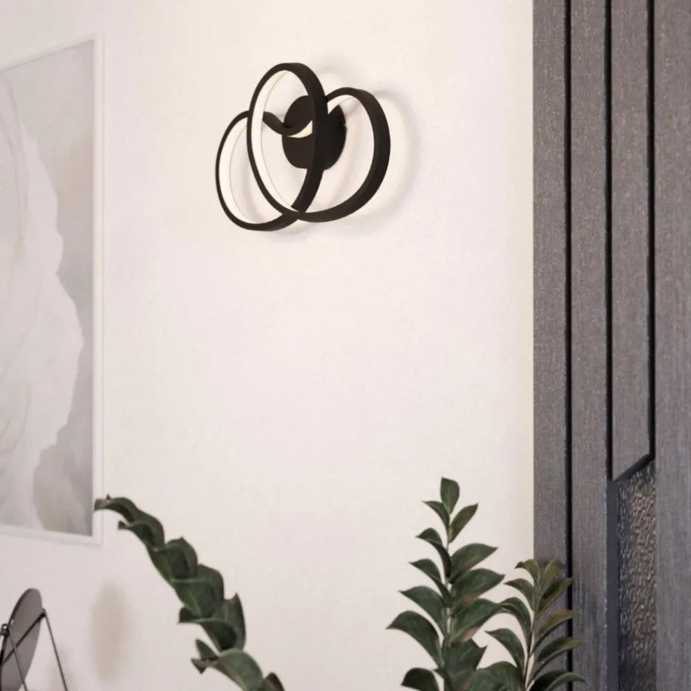 Applique Da Parete-Eglo giannella applique da parete nera led 12w 3000k design moderna