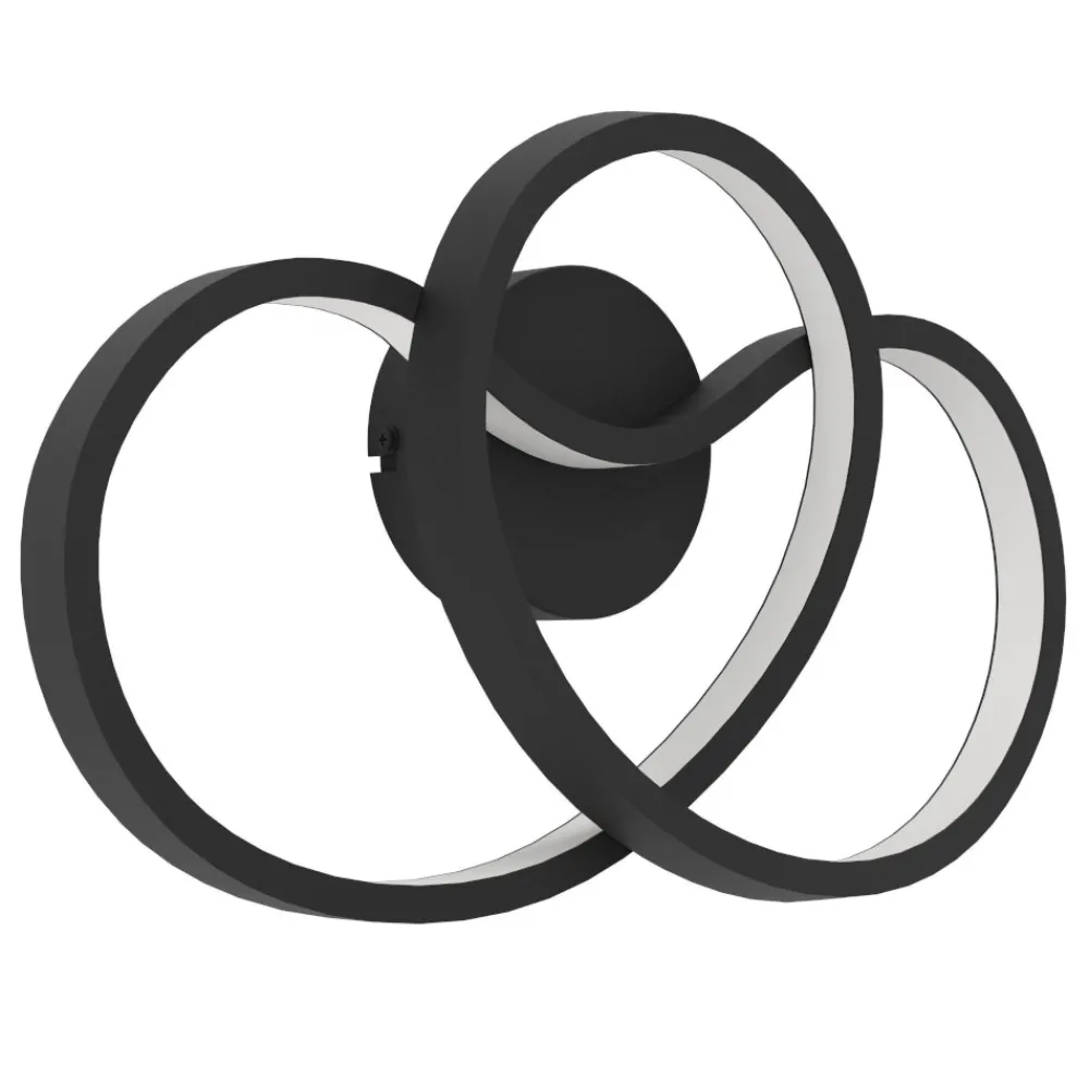 Applique Da Parete-Eglo giannella applique da parete nera led 12w 3000k design moderna