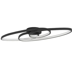 Plafoniere Moderne-Eglo giannella plafoniera per soggiorno nera led 36w 3000k design moderna
