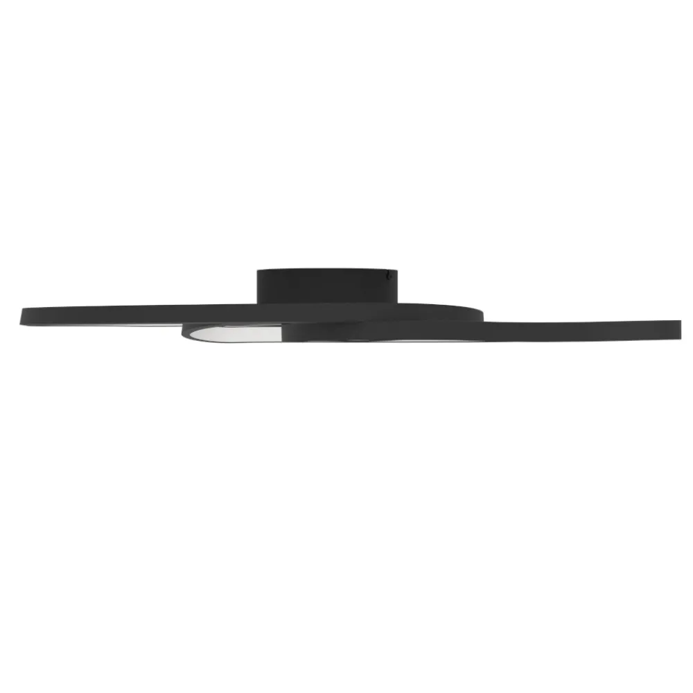 Plafoniere Moderne-Eglo giannella plafoniera per soggiorno nera led 36w 3000k design moderna