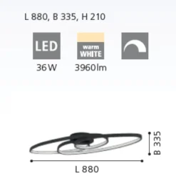 Plafoniere Moderne-Eglo giannella plafoniera per soggiorno nera led 36w 3000k design moderna