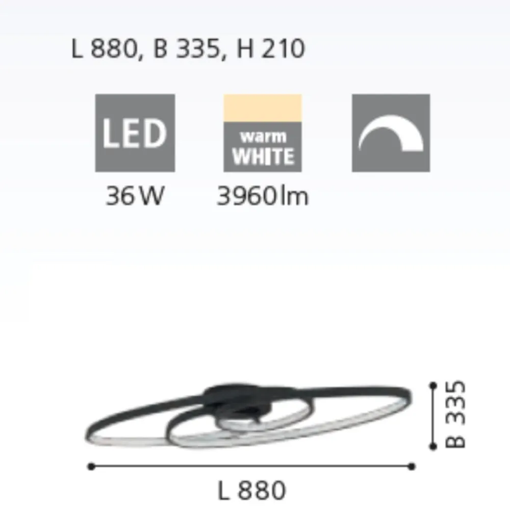 Plafoniere Moderne-Eglo giannella plafoniera per soggiorno nera led 36w 3000k design moderna