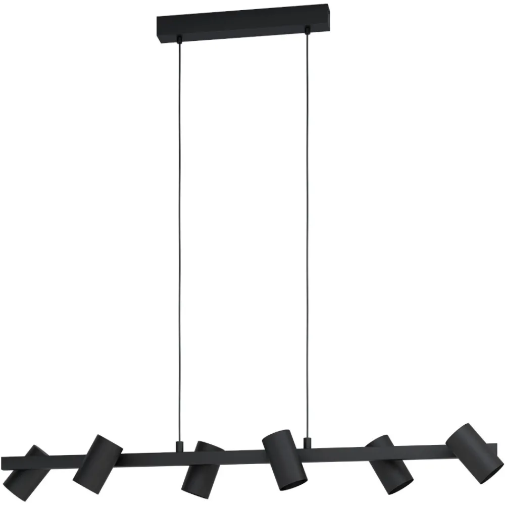 Lampadari Moderni-Eglo gutuela lampadario moderno luci orientabili nero per soggiorno