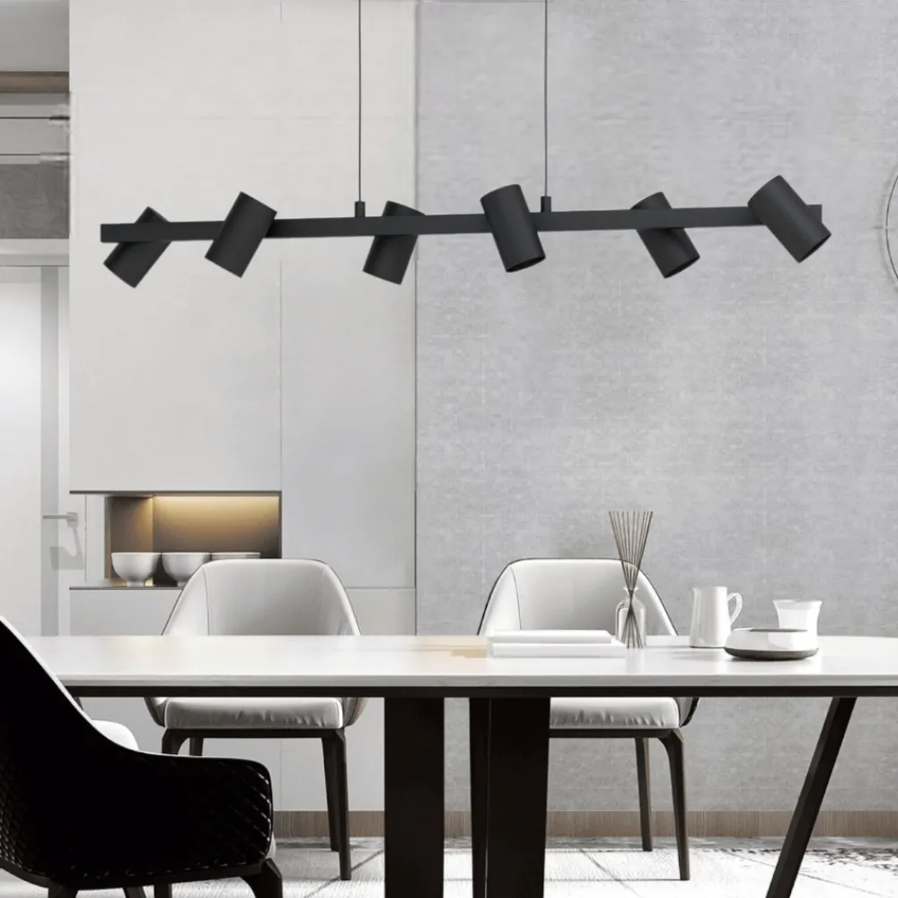 Lampadari Moderni-Eglo gutuela lampadario moderno luci orientabili nero per soggiorno